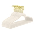 thumbnail image 1 of Perchas de terciopelo MIZGI Ivory, paquete de 60 unidades, antideslizantes, 1 of 8