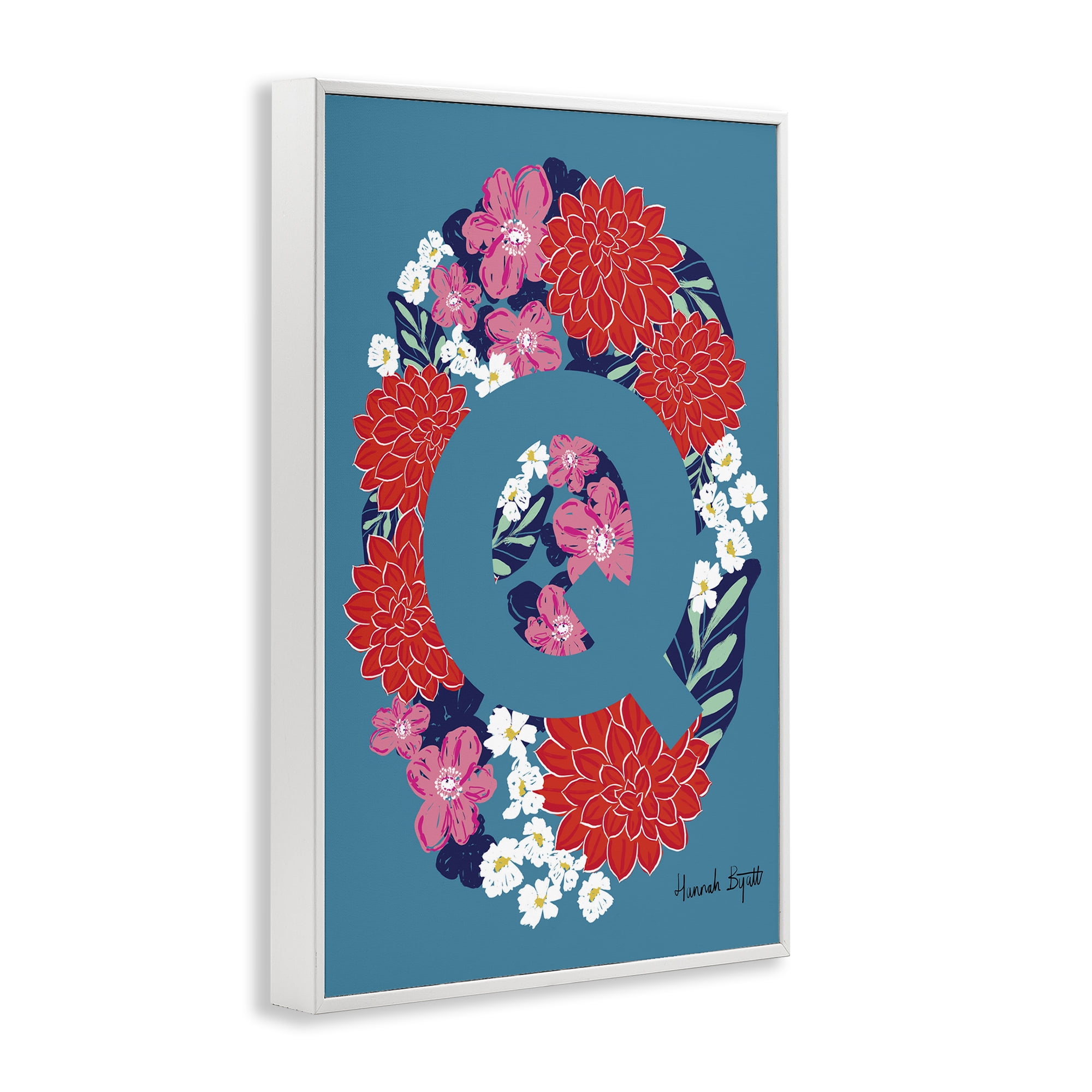 Stupell Industries Floral Bloom Letter Q Botanical & Floral Painting White Framed Art Print Wall Art, 16 x 24