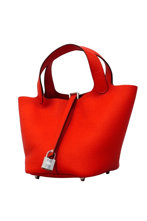 Pre-Owned Hermes Picotin Lock PM handbag, Taurillon Clemence leather, Rouge Tare, G stamp,...