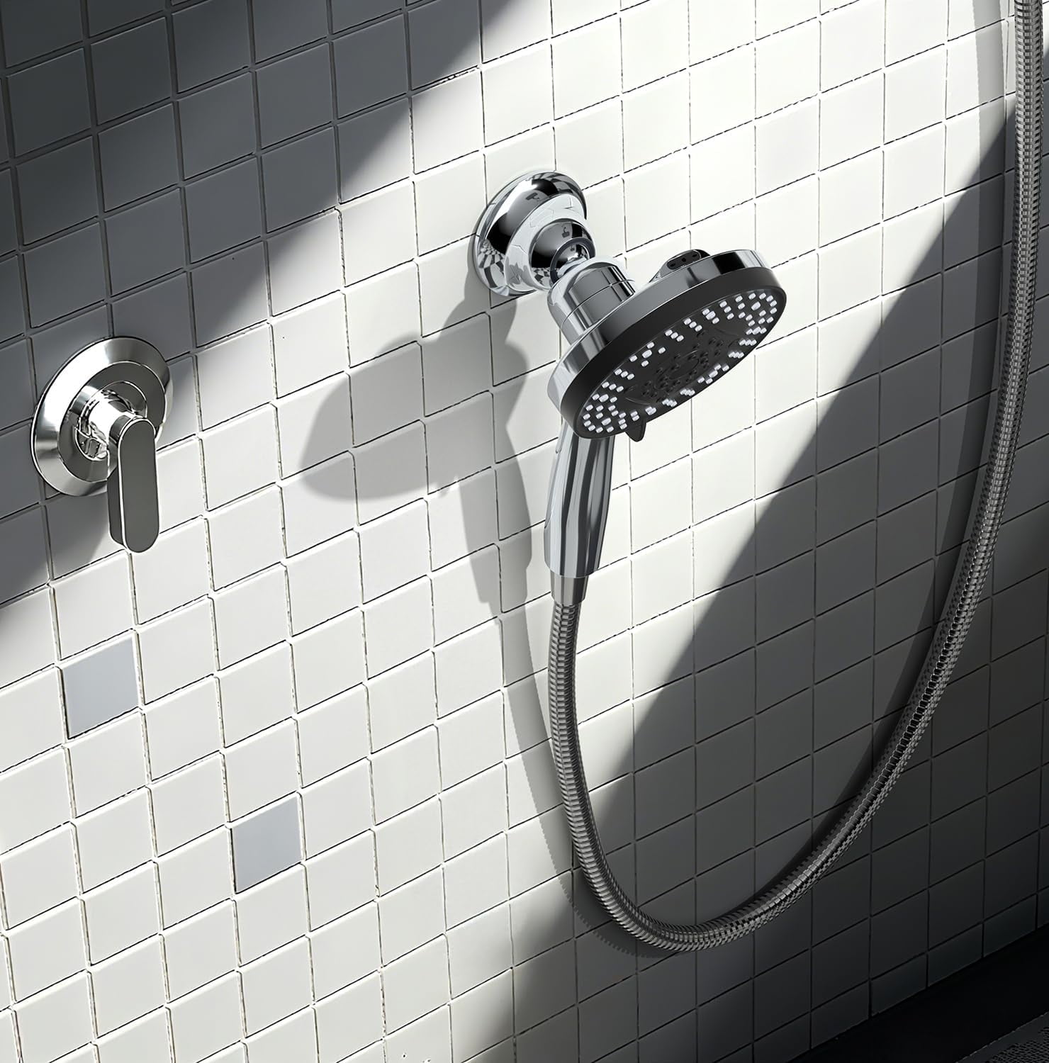 Magnetic Shower Head Holder for KESTE 460311 Shower Head Combo, 360°Adjustable Handheld Shower Head Holder Wall Mount, Silver