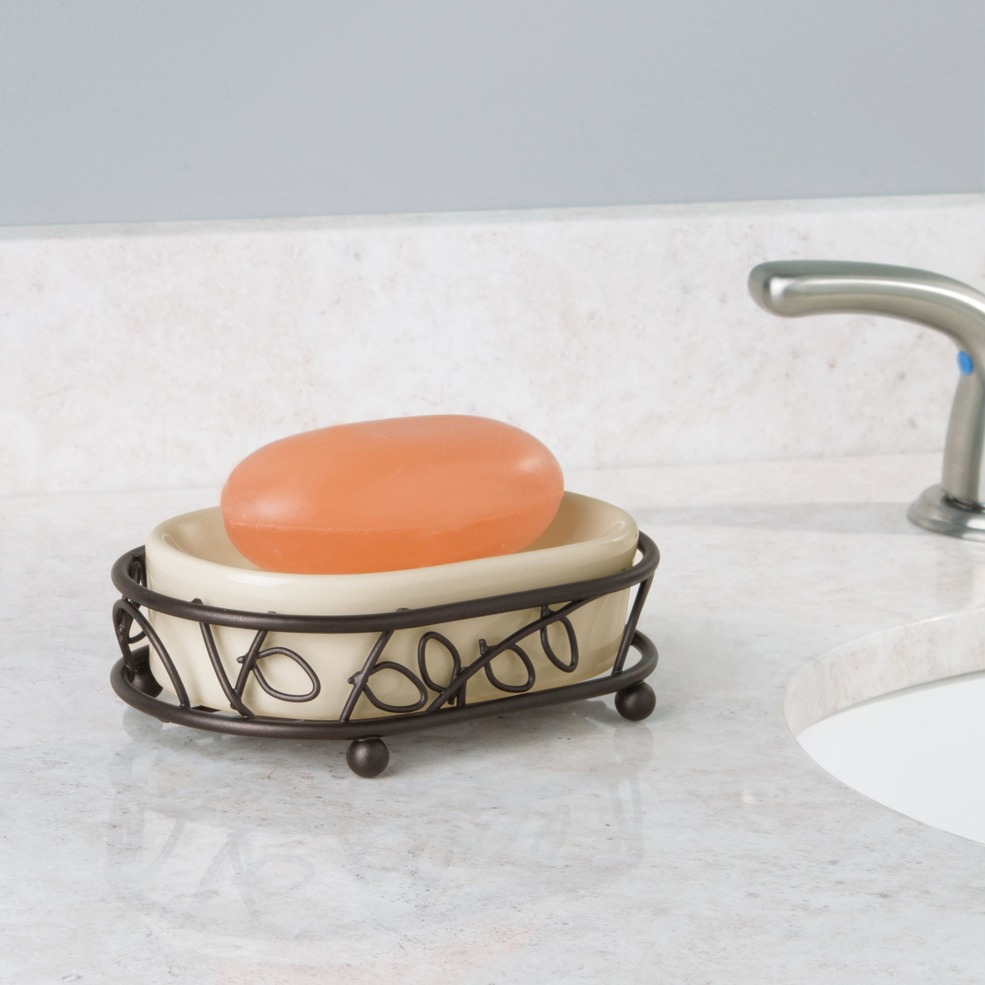 InterDesign Twigz Ceramic Soap Dish, Vanilla/Bronze - image 5 of 5