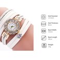 thumbnail image 3 of Reloj de cuarzo con correa de cuero de PU de moda Reloj de pulsera con diamantes de imitación para mujer (blanco), 3 of 5