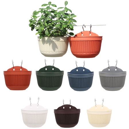Bobasndm Wall Hanging Planter  Indoor Outdoor Plant Basket for Fence  Resin Planters with S-Hooks and Drainage Meshes  Half Round Herb Holders for Garden  Balcony