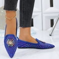 thumbnail image 6 of Xfvqtps Womens Flat Shoes Pointed Toe Rhinestone Embellishment Moccasins Quilted Insole Slip on Casual Flats Comfortable Everyday Shoes Blue, 6 of 9