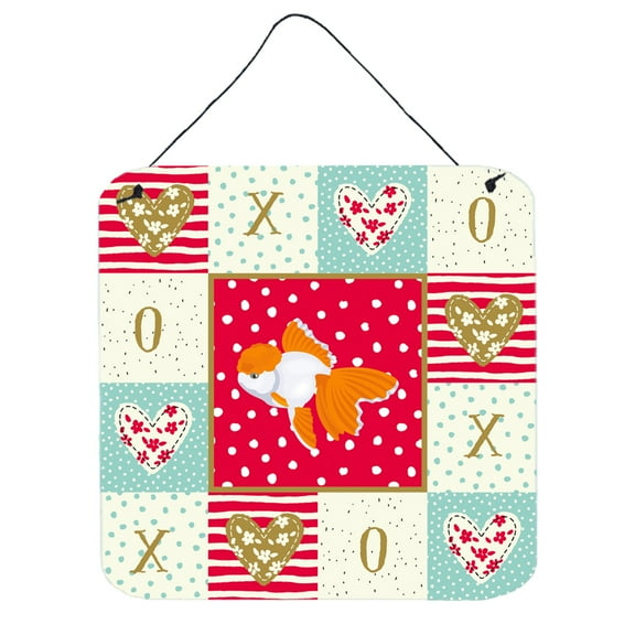 Oranda Red Cap Goldfish Love Wall or Door Hanging Prints Red