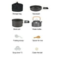 thumbnail image 5 of Queroig 10Pcs/Set Camping Cookware Kit with Folding Pan Pot Kettle Spoon Bowl 2-3 Person Outdoor Backpacking Hiking Portable Non-stick Alumina Cookware, 5 of 8