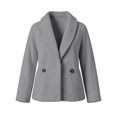 thumbnail image 4 of Womens Wool Blend Pea Coat L Notched Collar Cropped Short Jacket Relaxed Fit Fall Winter Casual Outerwears (Grey M), 4 of 4