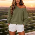 thumbnail image 7 of ClodeEU Women's Off Shoulder Long Sleeve Sweatshirt,Casual Loose Solid Slant Shoulder Pullover Tops ,Women's Plus L, 7 of 7