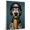 American Leopard Hound, variant on Pug Cute Dog Baseball Stretched Canvas Size 8x12 – Retro Pug Dog Batter in Action With Baseball for Themed Living Room