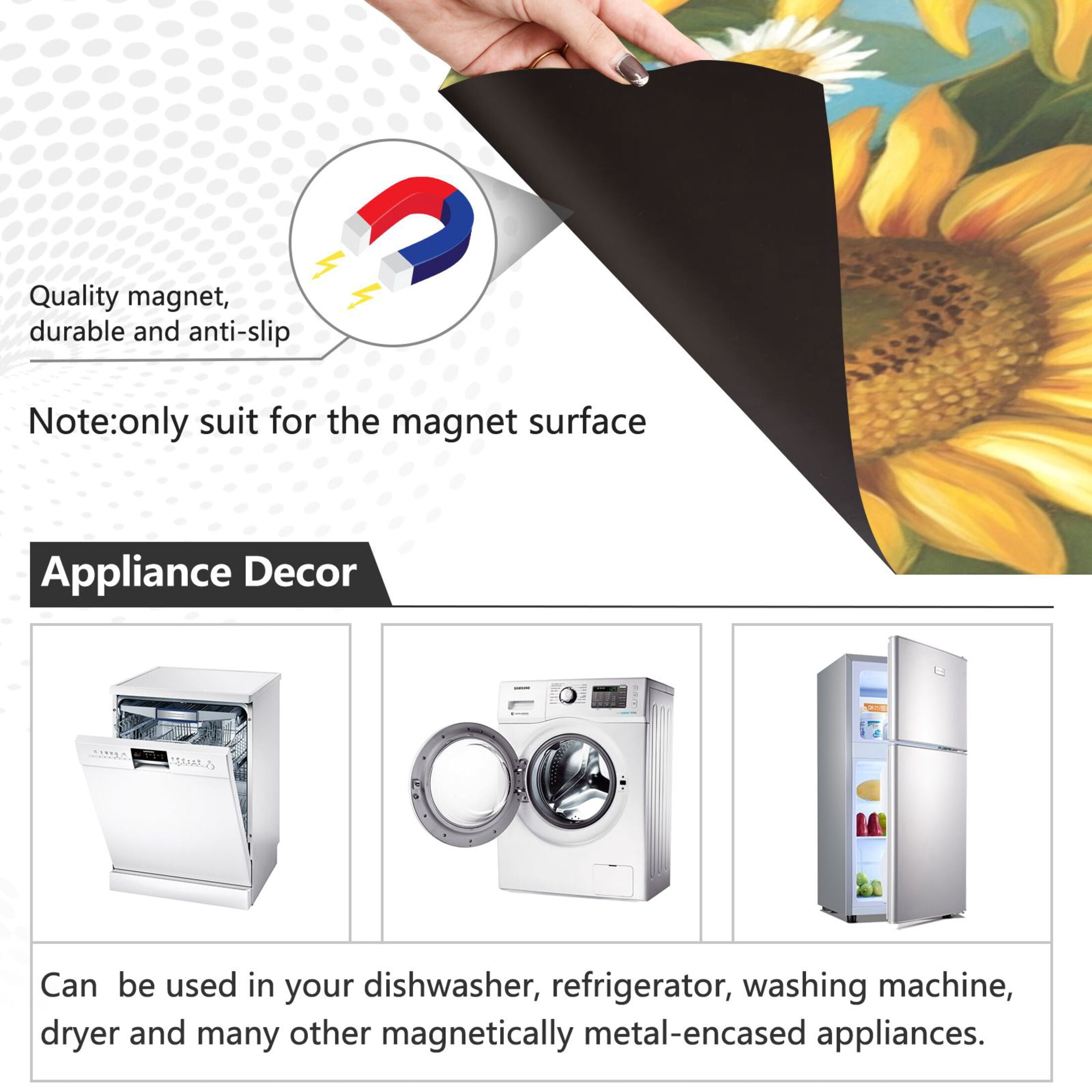 Dishwasher Magnetic Sticker 23x26 Inch Refrigerator Magnetic Sticker Washing Machine Magnetic Sticker Kitchen Panel Magnetic Sticker Home Decor Lovely Big Bee