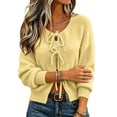 thumbnail image 5 of KICILVS Bow Tie Front Cardigan Women Long Sleeve Soft Knit Cropped Fit Sweater Elastic Cuffs Winter Bolero Top, 5 of 7