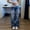 Blue, variant on Women's Low Rise Heart Pattern Baggy Jeans Washed Wide Leg Denim Cargo Pants Y2k Flare JeanStreetwear