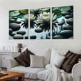 thumbnail image 2 of Nawypu Canvas Wall Art - White Lotus and Black Zen Stones Picture - Modern Wall Decor Gallery Canvas Wraps Giclee Print Stretched and Framed Ready to Hang, 2 of 4