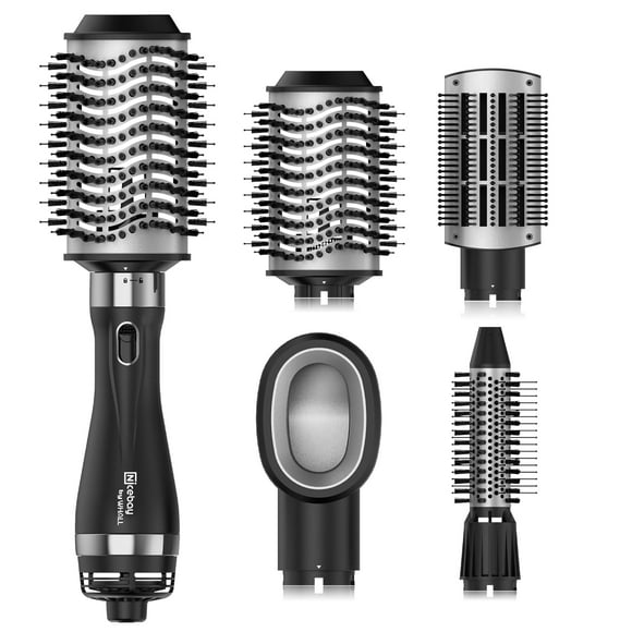 Nicebay Brosse Sèche-Cheveux Brosse Soufflante en un, Ensemble de Brosses à Air Chaud pour Lisser/sécher/boucler, Brosse Ovale, Réglages Multi-Températures, Design Détachable pour Femmes