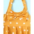 thumbnail image 6 of KIMI BEAR Newborn Baby Girls One-piece Swimsuits 6-12 Months Summer Bathing Suits Off the Shoulder Sleeveless Halter Bow Dots Beach Wear Holiday Rash Guard with Headband 2pcs Yellow, 6 of 8