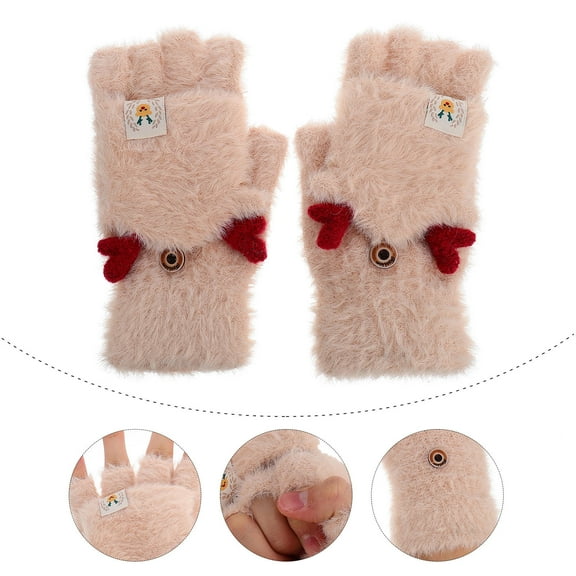 Masteelf  Half Fleece Antler Gloves Cold Weather Fingerless Man