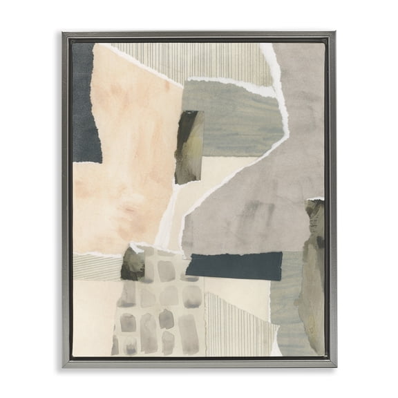 Stupell Industries Eclectic Neutral Patterns Abstract Gray Floating Frame Canvas Art, 25 x 31, by June Erica Vess