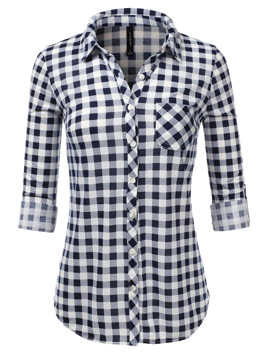 JJ Perfection Women's Long Sleeve Button Down Plaid Flannel Shirt Greenblack 3X