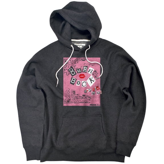 Mean Girls Burn Book Unisex Adult Slim Fit Pull-Over Heather Hoodie, Charcoal, Small