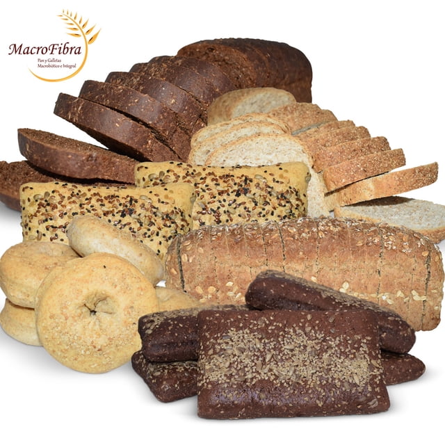 Pan de Caja Ajo Macrobiotico e Integral Macrofibra Integral - Vegano, Sin Lactosa, Sin Azucar y Alto contenido en fibra - 3 Panes.