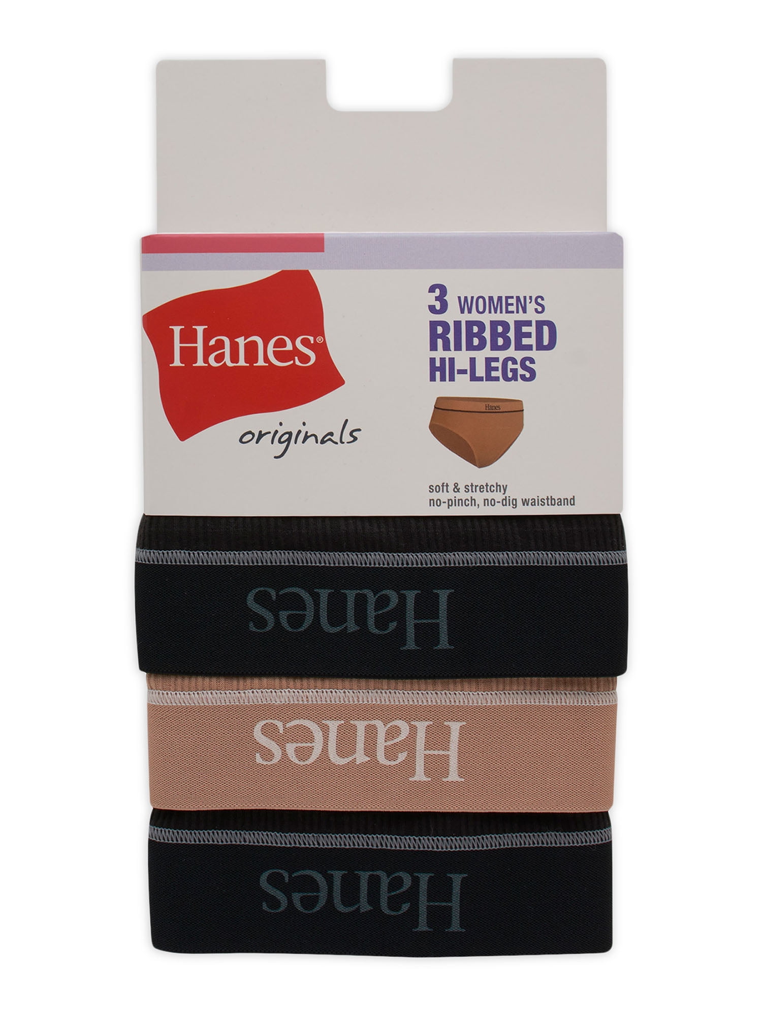 Hanes Originals Women's Hi-Leg Underwear, Soft & Stretchy Ribbed Blend, 3-Pack