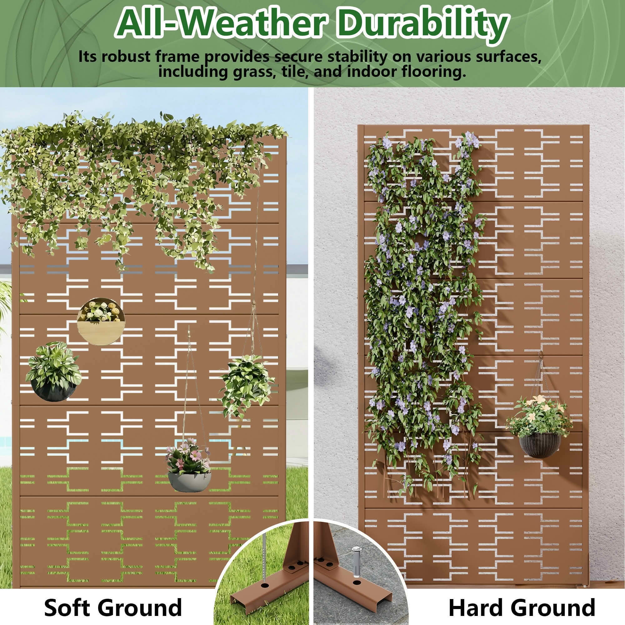 MAYEERTY 72x35 Brown Outdoor Natural Privacy Panel Screen, 6 Piece Set Natural Folding Divider for Backyard and Garden