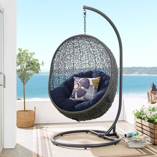 Modway Hide Balançoire de Patio Extérieure Sunbrella® avec Support, Gris Marine