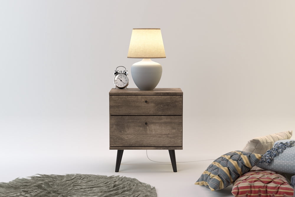 Midtown Concept Oslo Modern Nightstand with Storage, Brown