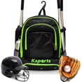 thumbnail image 3 of Ksports Shoe Compartment & Fence Hook Baseball Bag Black/Green, 3 of 9