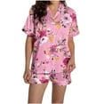 thumbnail image 6 of Levmjia Womens Pajama 2 Piece Set Casual Lapel Short Sleeve and Shorts With Pocket Printed Sleepwear Soft Comfortable Outfit Home Daily Wear, 6 of 7
