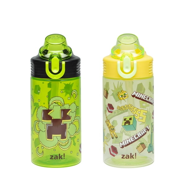 Botella de agua Zak Designs Minecraft Sage Kids, 480 ml, paquete de 2