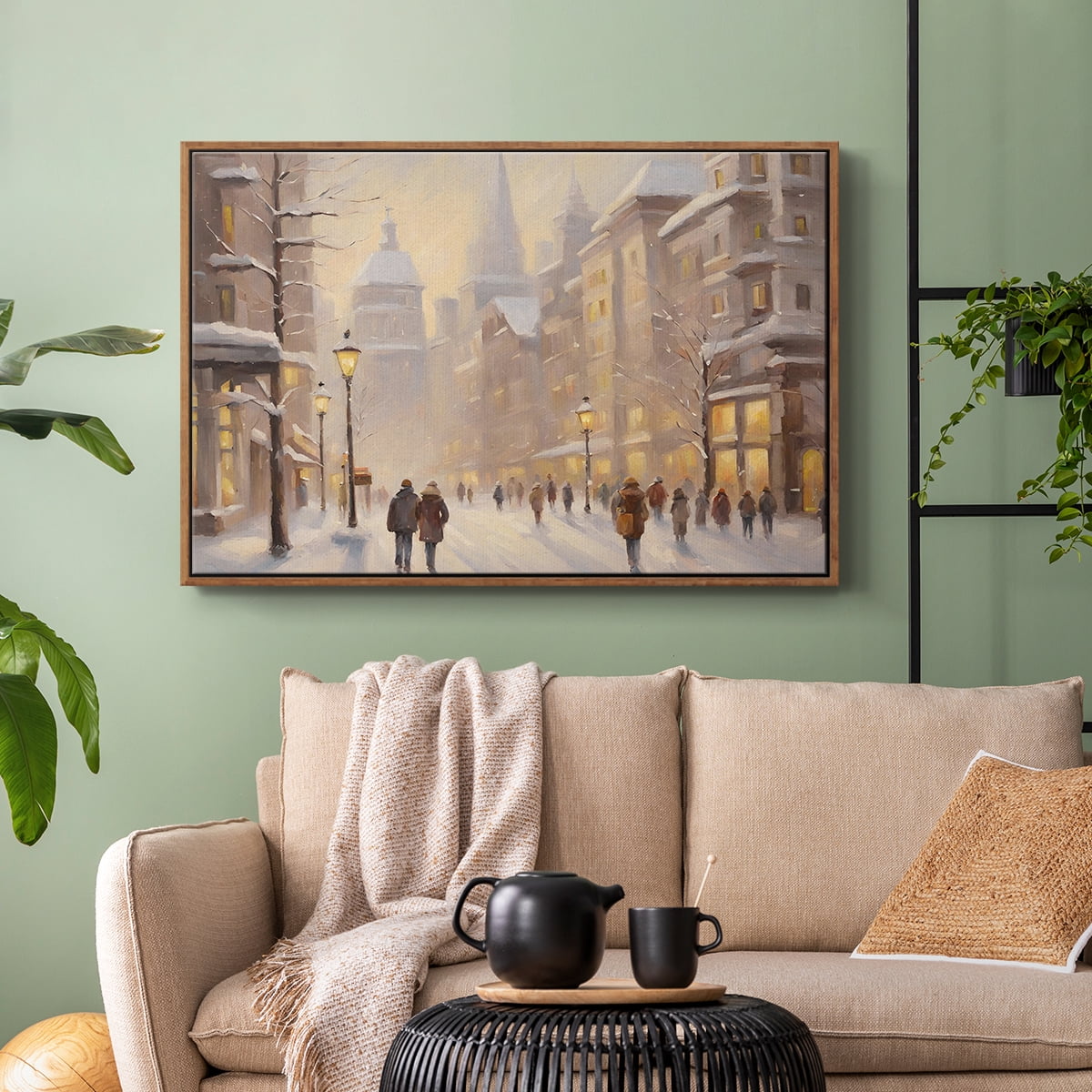 Vintage Landscape-CLXXIV By Wexford Home Framed in Walnut Wood Gallery Wrapped Canvas 27 in. x 41 in.