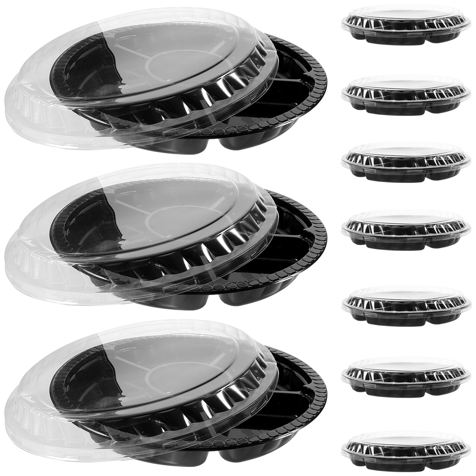 Sensethe 10pcs Plastic Appetizer Tray with Lids - 6 Sectional Catering Tray