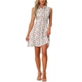 thumbnail image 2 of INSPIRE CHIC Womens Sleeveless Turndown Collar Above Knee Button Down Floral Print Dress M White, 2 of 6