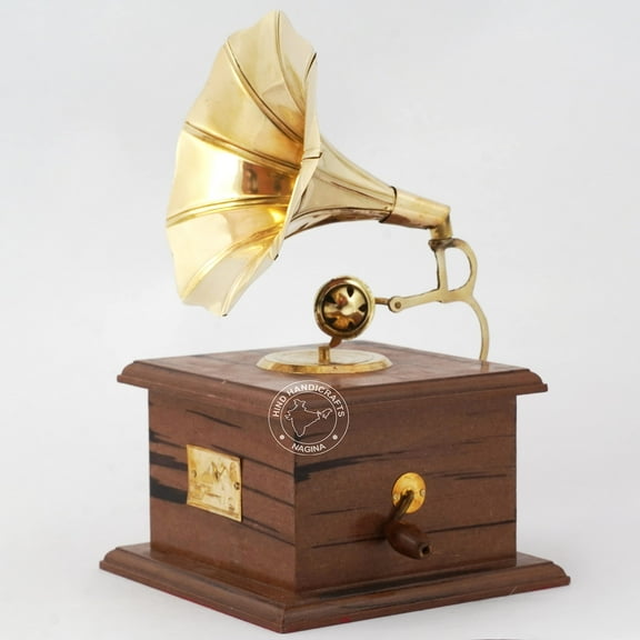 Hind Handicrafts Handmade Vintage Dummy Gramophone for Table Home Decor - Display Showpiece (4" x 4" x 9")