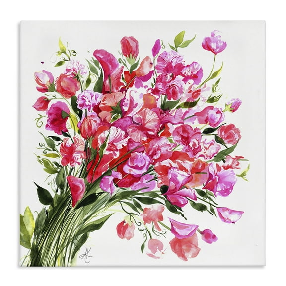 Stupell Industries Sweet Pea Bouquet Botanical & Floral Painting Gallery Wrapped Canvas Art Print Wall Art, 17 x 17