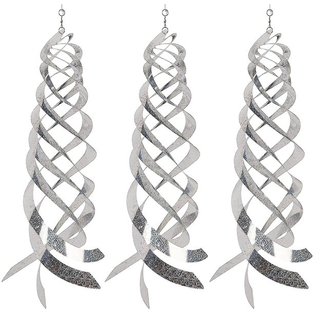 3 piezas de repelentes de pájaros de perlas raras, revelador de espiral de pájaros, varillas de miedo de pájaros reflectantes, probador de disuasión de spinner ornamental. Afortunado Sencillez