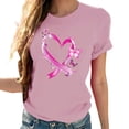 thumbnail image 2 of Odbmxy Women T Shirts Short Sleeve Summer Breast Cancer Womens Top Pink Holiday Funny Loose Casual Graphic Tops, 2 of 4