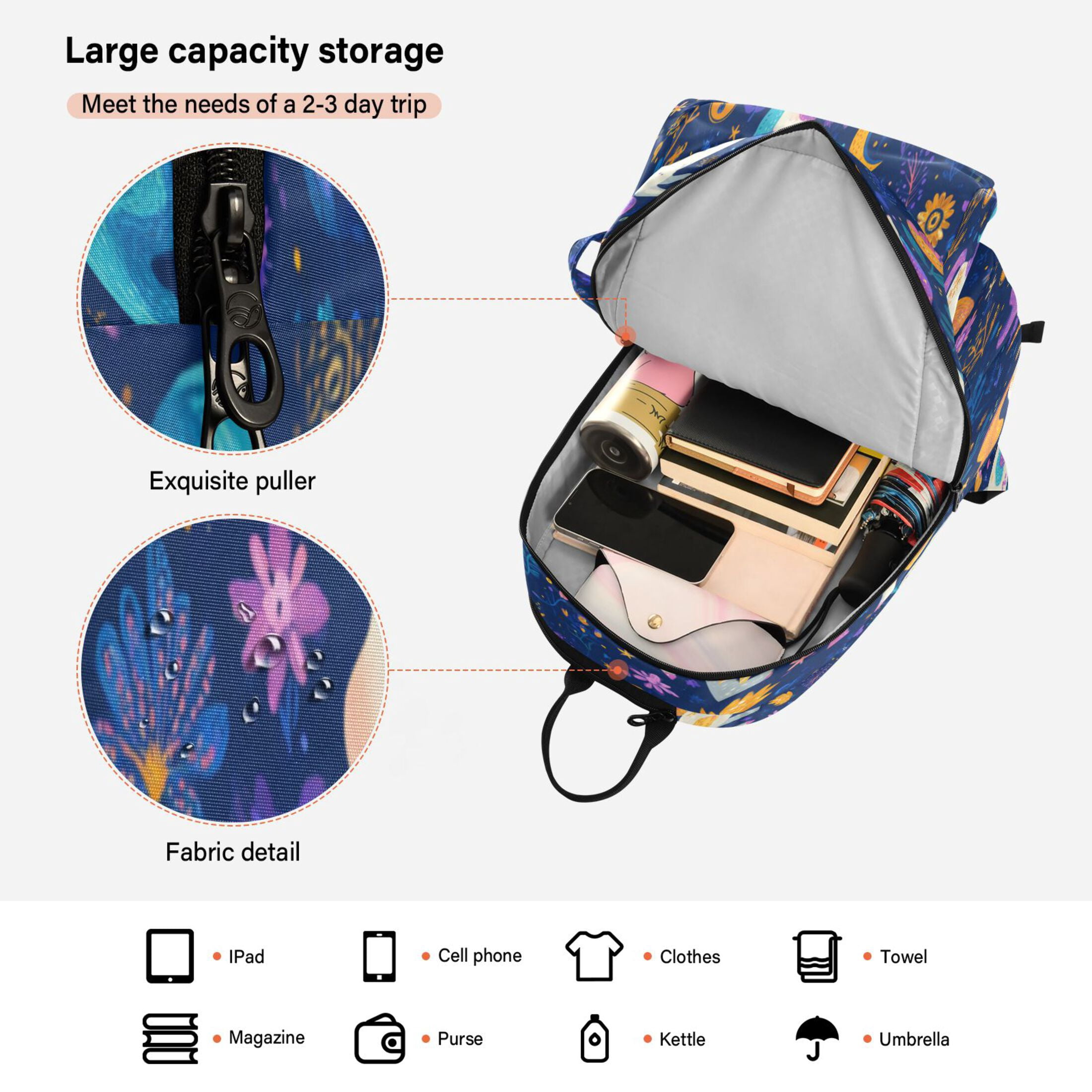 2 Racquet Holder Tennis Backpack Tennis Racket Covers Gym Bags Whimsical Unicorns