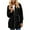 Black, variant on hoksml Women's Mid-Length Fleece Hooded Jacket Solid Color Plush Full Zip Long Sleeve Pocket Front Open Coat
