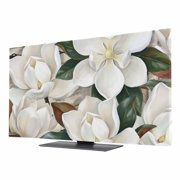 Indoor Elastic TV Cover, White Magnolia Blossom Dust Proof TV Screen Slipcover Protection, Spring Floral Flowers Farmhouse Stretch Waterproof Monitor Fitted 24" TV Covers for Inside