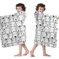 thumbnail image 4 of Cute Black and White Cartoon Line Drawing Dog Hooded Bath Towel，50"x30" for Ages 3 To 12 Kids, Quick Dry Lightweight Soft Microfiber Hood Beach Towel Cover Up for Kids, 4 of 7