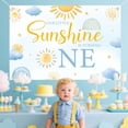 thumbnail image 3 of 5x3FT Sun 1st Birthday Backdrop Blue Orange Our Little Sunshine Is Turning One Background for Boys Sunshine Rainbow Clouds First Birthday Party Decorations Banner Photo Booth Props, 3 of 4