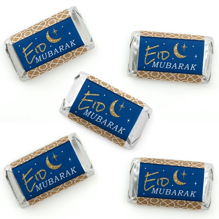 Ramadan - Mini Candy Bar Wrapper Stickers - Eid Mubarak Small Favors - 40 (Best Bar Mitzvah Favors)