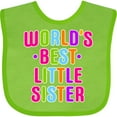 thumbnail image 3 of Inktastic Worlds Best Little Sister Girls Baby Bib, 3 of 4