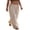 Ivory, variant on Womens Striped Pants Casual Loose Fit Stylish Side Strap Elastic Mid Rise Wide Leg Trousers