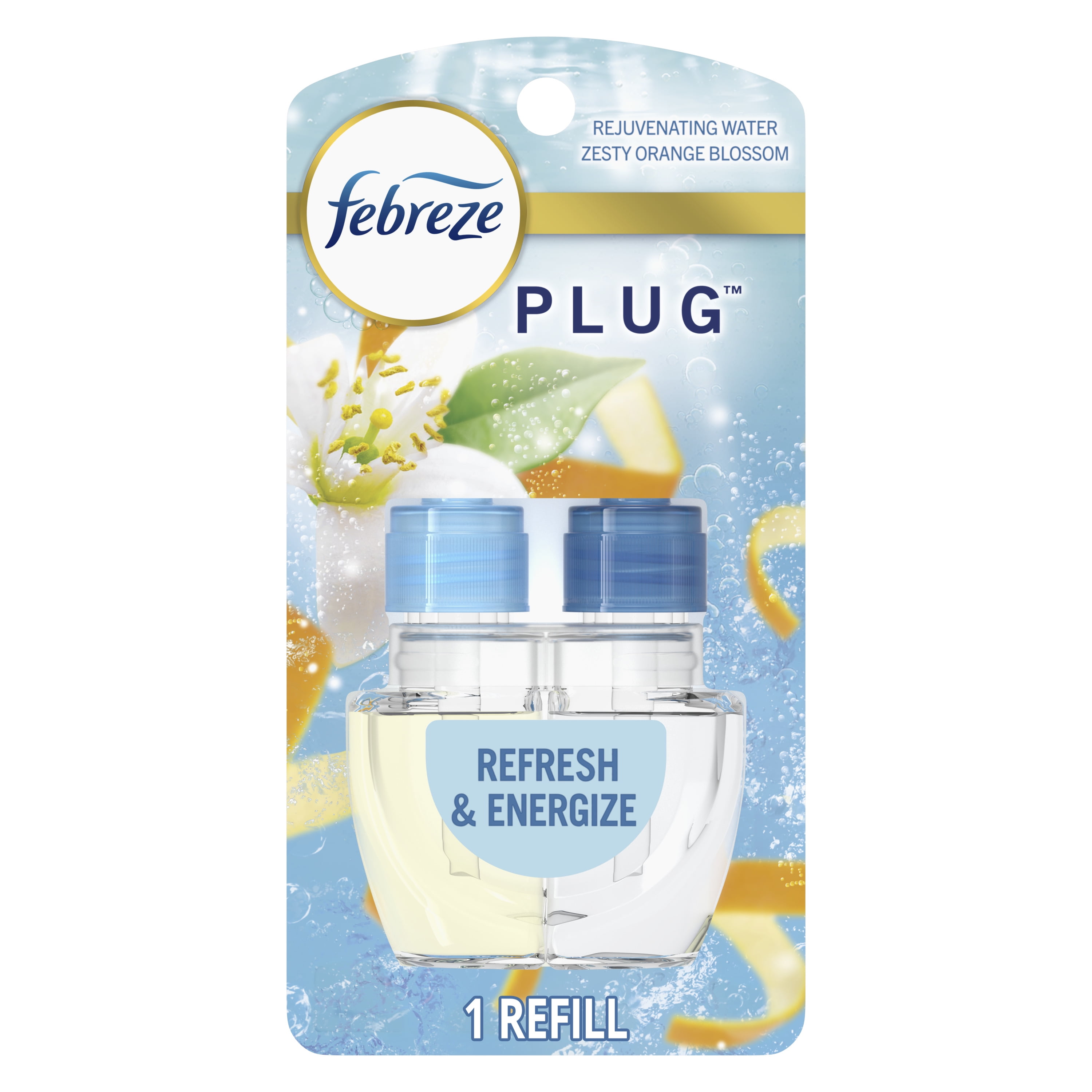 (4 pack) Febreze Plug In Air Freshener, Odor-Fighting Scented Oil Refill, Refresh & Energize, 1 Refill