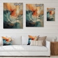 thumbnail image 4 of Designart "Teal Orange Bold Abstract Flow composition II" Abstract Collages Print on Natural Pine Wood, 4 of 5