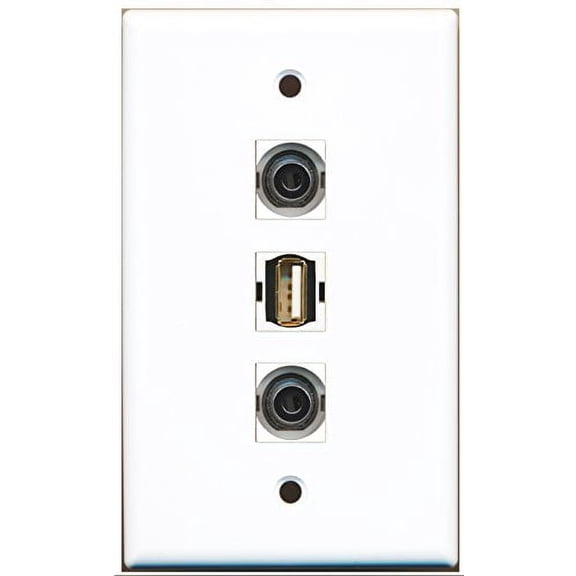 RiteAV - 1 Port USB A-A 2 Port 3.5mm Wall Plate