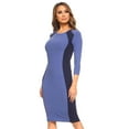 thumbnail image 2 of YELETE Women's Color Block Contrast Midi Dress, Slate Blue / Navy, L, 2 of 4